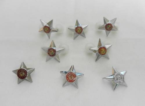 SADF CHROME METAL 5 POINTS RANK STAR (SMAL) - 8 IN TOTAL - PINS INTACT