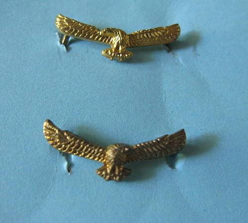 SAAF MESS DRESS COLLAR BADGE PAIR WORN 1950'S - 1960'S - LUGS INTACT MEASURES 42MM