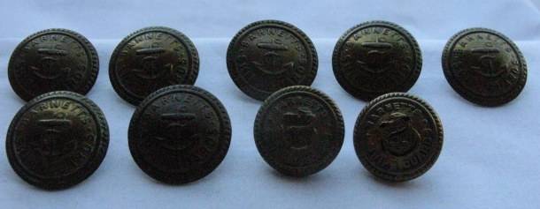 BARNETTS SHIP GUARDS BRASS BUTTONS - DIAMETER 28MM - 9 IN TOTAL