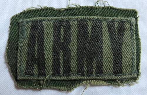 RHODESIA ARMY CHEST TITLE-BLACK PRINTED ON OLIVE GREEN