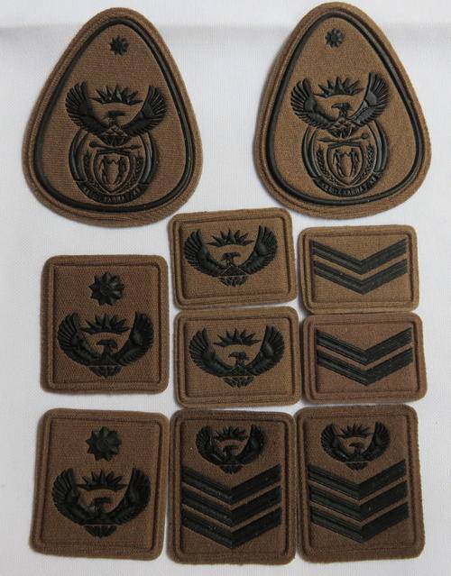 SANDF SELECTION OF RANKS RUBBERIZED FOR CAMO 2000 UNIFORMS