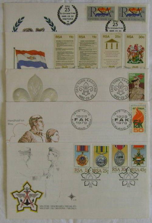 A808 - R.S.A - FDC's SOLD TOGETHER - 5 IN TOTAL - SEE DESCRIPTION.