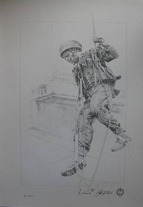 NO. 2379)  S.A. RECCE REGIMENT PENCIL SKETCH.