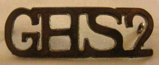 NO. 2651)  BOER WAR SHEET METAL SHOULDER TITLE (POSSIBLY GENERAL HOSPITAL SECTION 2) 2 STUDS - RARE!