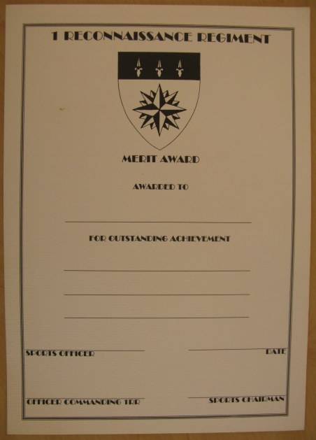 NO. 5188)  1 RECCE REGT. MERIT AWARD CERTIFICATE - ORIGINAL.