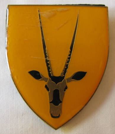 NO. 5288)  8 S.A. INFANTRY BATTALION YELLOW TYPE SHOULDER FLASH - ORIGINAL - 2 PINS.