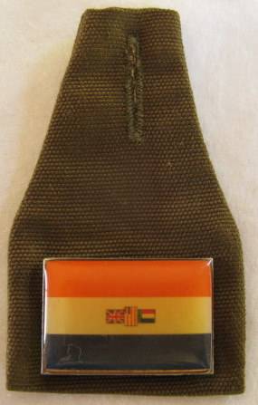 OLD S.A. FLAG FOB BADGE.