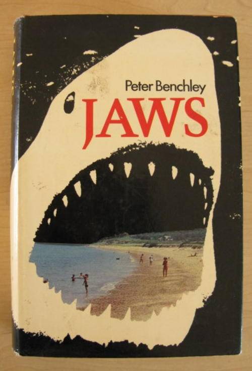 JAWS BY PETER BENCHLEY.  1ST EDITION PUBLISHED 1974 HARDCOVER WITH DUSTCOVER.  CONDITION:  USED