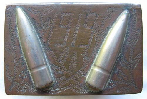 WW1 TRENCH ART MATCH BOX HOLDER ENGRAVED 1919 & FRANCE ON THE BACK.