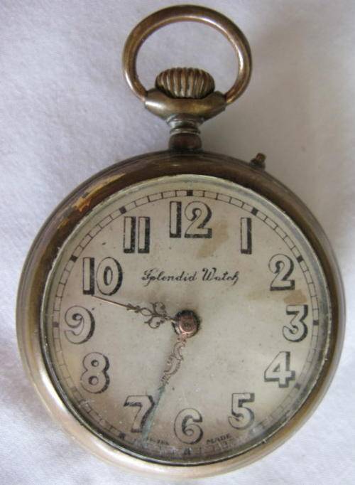 VINTAGE SPLENDID SWISS POCKET WATCH.  NOT WORKING HOWEVER LOOKS COMPLETE