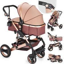 Q3 Baby Pram / Stroller - 2 Function Foldable Baby Pram (MAROON)Khakhi and Meroon