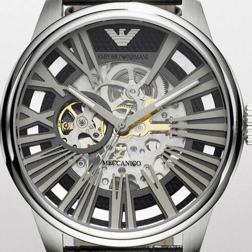 EMPORIO ARMANI GENTS SKELETON MECCANICO WATCH**R5299.99**TOP ITEM !! W/BOX AND PAPERS