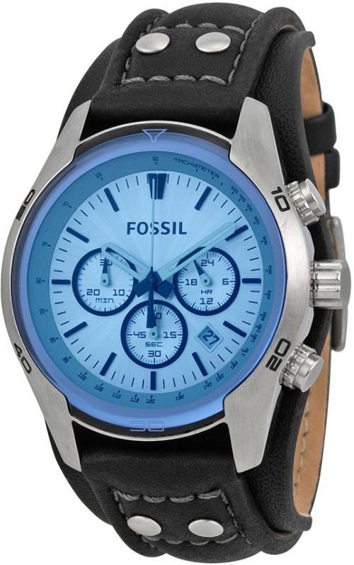 FOSSIL GENTS Coachman Blue Quartz Chrono Leather Watch Brand new in Box!!++LAST ONE!!