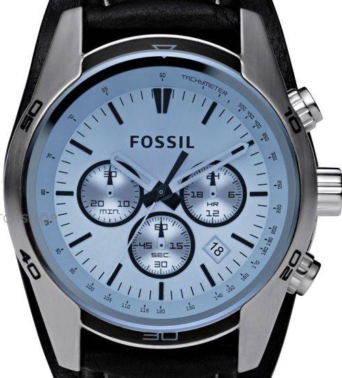 FOSSIL GENTS Coachman Blue Quartz Chrono Leather Watch Brand new in Box!!++LAST ONE!!
