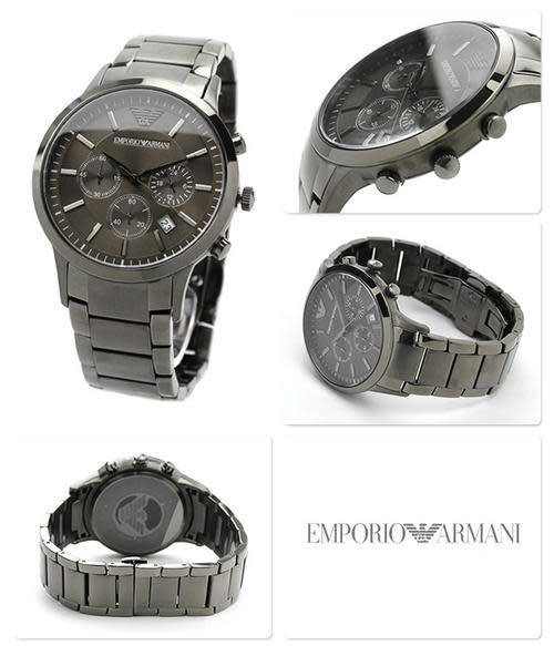 EMPORIO ARMANI GUNMETAL GREY IP CHRONOGRAPH GENTS WATCH#BRAND NEW IN BOX#LAST ONE!