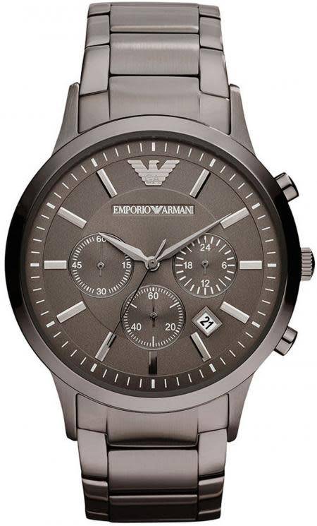 EMPORIO ARMANI GUNMETAL GREY IP CHRONOGRAPH GENTS WATCH#BRAND NEW IN BOX#LAST ONE!