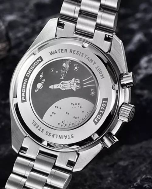 In Stock**PURE LUXURY!!-Pagani Iconic Moonwatch Seiko Meccaquartz VK63 Chronograph mvt Gents Watch