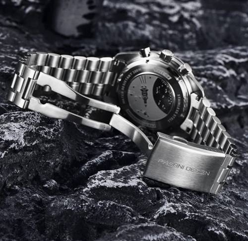 In Stock**PURE LUXURY!!-Pagani Iconic Moonwatch Seiko Meccaquartz VK63 Chronograph mvt Gents Watch