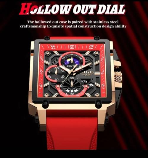 Breathtaking!! Lige Ferrari Red Street Sport Chronograph Gents watch!!