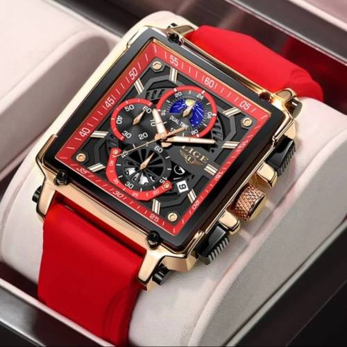 Breathtaking!! Lige Ferrari Red Street Sport Chronograph Gents watch!!