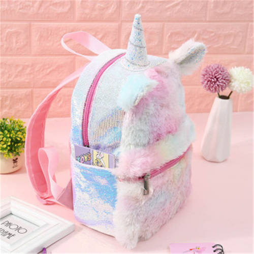 Fluffy unicorn backpack