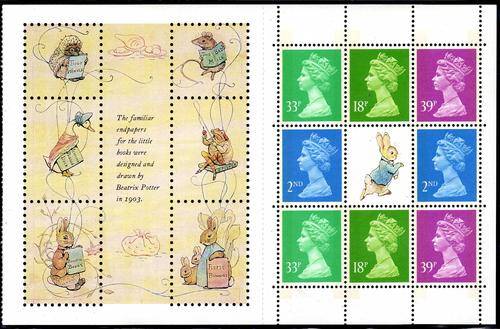 GREAT BRITAIN 1993 BEATRIC POTTER BOOKLET PANE U.M.M. SG X1012M. CAT 6 POUNDS.