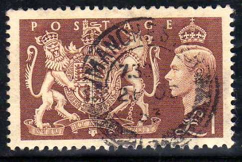 GREAT BRITAIN 1951 1 POUND DEFINITIVE FINE USED. SG 512. CAT 18 POUNDS.