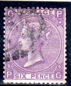 GREAT BRITAIN 1967-80. 6d MAUVE WITHOUT HYPHEN PLATE 9. SG 109. CAT 80 POUNDS.