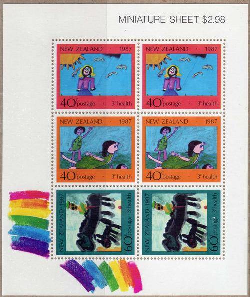 NEW ZEALAND 1987 HEALTH MINI SHEET UMM. SG MS 1436. CAT 5 POUNDS.