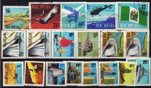 RHODESIA 1970-73 DEFIN SET OF 19 V.F.U. SG 439-52. CAT 26 POUNDS.