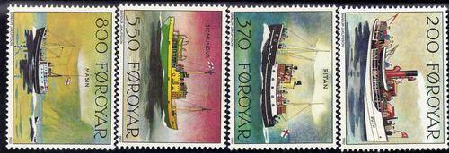 FAROE ISLANDS 1991 "MAIL SHIPS" SET OF 4 U.M.M. SG 220-223. CAT 8,35 POUNDS.
