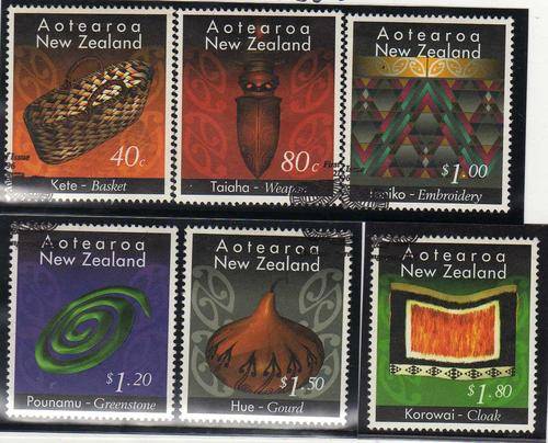 NEW ZEALAND 1996 "MAORI CRAFTS" SET OF 6 VFU. SG 1952-57. CAT 7,25 POUNDS.