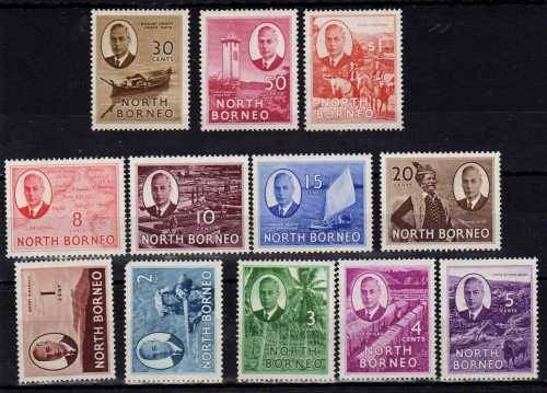 NORTH BORNEO 1950 DEFIN PART SET OF 12 UMM(**). SG 356-367. CAT 14,25 POUNDS.