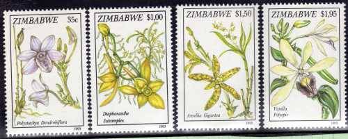 ZIMBABWE 1993 "ORCHIDS" SET OF 4 UMM. SG 860-63. CAT 8,75 POUNDS.