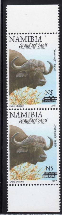 NAMIBIA 2007 N$4 BUFFALO OVPT "Standard Mail" UMM VERT PAIR VARIETY OVPT DOUBLE CERTIFIED. SACC 581a