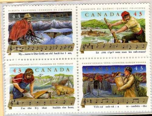 CANADA 2 SETS OF 4 UMM (1) 1990 CANADIAN FORESTS SG 1394-97 (2) 1993 FOLK SONGS SG 1564-7 CAT 6 GBP
