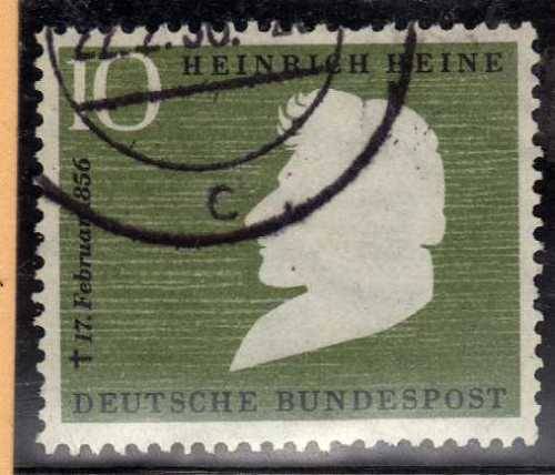 GERMANY WEST 1956 "DEATH CENT OF HEINE" SG 1155 V.F.U. CAT 4,75 POUNDS.