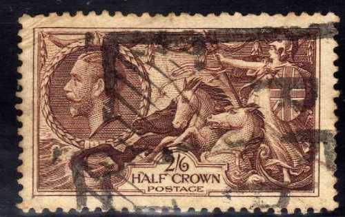 GREAT BRITAIN 1934 RE-ENGRAVED SEAHORSE 2/6d FU. SG 450. CAT 40 POUNDS.