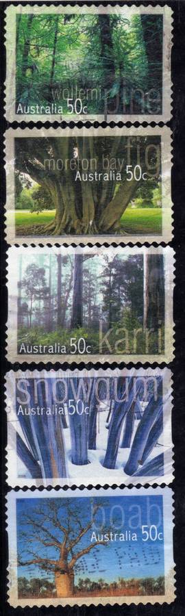 AUSTRALIA 2005 "NATIVE TREES" SET OF 5 VERY FINE USED. SG 2550-54. CAT 5 POUNDS.