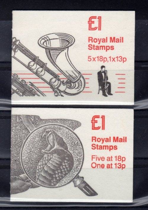 GREAT BRITAIN 1987 BASS CLARINET & THE ADVENTURE OF THE SPECKLED BAND BOOKLETS UMM. SG FH 7 & FH 10.