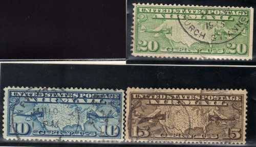 UNITED STATES OF AMERICA 1926 AIR SET OF 3 VFU. SG A628-30. CAT 5,45 POUNDS.
