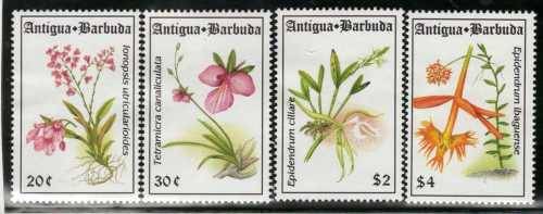 ANTIGUA 1994 ORCHIDS PART SET OF 4 UNHINGED BUT MINOR PAPER ADHESION. CAT 10,25 POUNDS.
