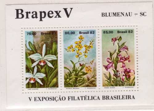 BRAZIL 1982 "BRAPEX V" ORCHIDS MINI SHEET UMM. SG MS 1949. CAT 13,50 POUNDS.