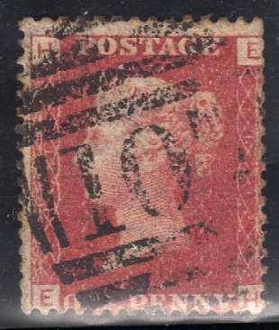 GREAT BRITAIN 1858-79 1d ROSE RED PLATE 121 FINE USED. SG 43. CAT 11 POUNDS.