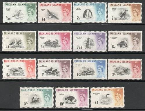 Falkland Islands 1960 birds defin set of 15 very fine umm/lmm. SG 193-207. Cat £170. (2018)