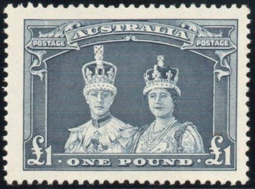 Australia 1937-49 Definitive £1 bluish slate lightly mounted mint. SG 178. Cat £70 (2022)