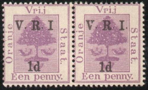 Orange Free State 1900 V.R.I. raised surch 1d on 1d purple var no stop after "I". SG 113e. CAT £18.