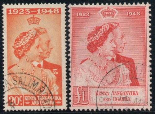 Kenya Uganda Tanganyika 1948 Royal Silver Wedding set of 2 vfu. SG 157-158. Cat £70 (2018)
