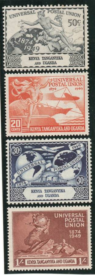 Kenya Uganda Tanganyika 1949 UPU set of 4 lightly mounted mint. SG 159-162. Cat £2,50 (2018)