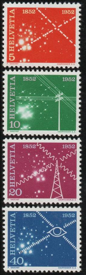Switzerland 1952 "Cent of Swiss Telecommunications" set of 4 umm. SG 532-35. Cat £6,40 (2013)